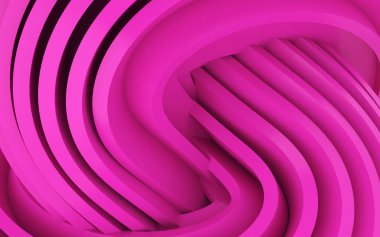 Soyut Eğri Şekiller. Pastel pembe yuvarlak arka plan. Soyut arkaplan. 3d illüstrasyon
