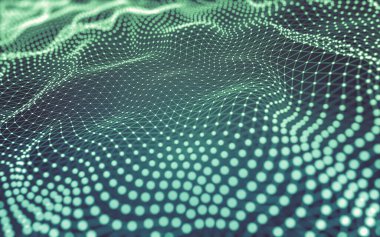 Soyut arkaplan. Çokgen şekilli molekül teknolojisi, noktaları ve çizgileri birleştiriyor. Bağlantı yapısı. Büyük veri görselleştirmesi.