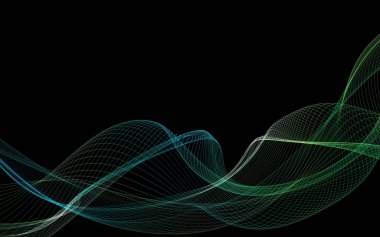 Parlayan soyut dalgalar ve soyut arkaplan ile koyu soyut arkaplan