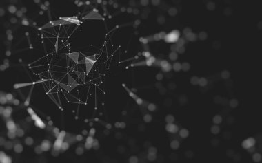 Soyut arkaplan. Çokgen şekilli molekül teknolojisi, noktaları ve çizgileri birleştiriyor. Bağlantı yapısı. Büyük veri görselleştirmesi. 