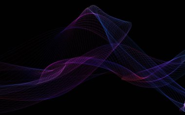 Parlayan soyut dalgalar ve soyut arkaplan ile koyu soyut arkaplan