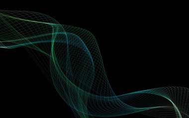 Parlayan soyut dalgalar ve soyut arkaplan ile koyu soyut arkaplan