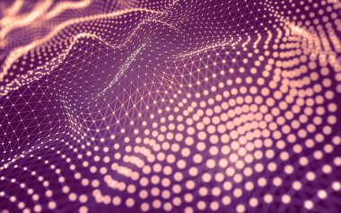 Soyut arkaplan. Çokgen şekilli molekül teknolojisi, noktaları ve çizgileri birleştiriyor. Bağlantı yapısı. Büyük veri görselleştirmesi.