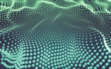 Soyut arkaplan. Çokgen şekilli molekül teknolojisi, noktaları ve çizgileri birleştiriyor. Bağlantı yapısı. Büyük veri görselleştirmesi.