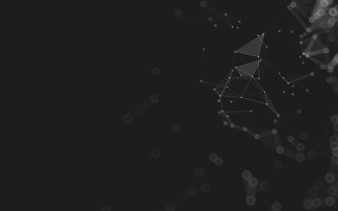 Soyut arkaplan. Çokgen şekilli molekül teknolojisi, noktaları ve çizgileri birleştiriyor. Bağlantı yapısı. Büyük veri görselleştirmesi. 