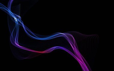 Parlayan soyut dalgalar ve soyut arkaplan ile koyu soyut arkaplan