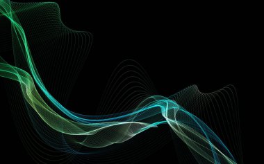 Parlayan soyut dalgalar ve soyut arkaplan ile koyu soyut arkaplan