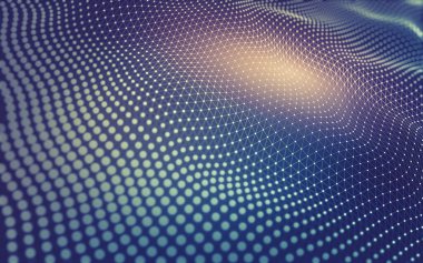 Soyut arkaplan. Çokgen şekilli molekül teknolojisi, noktaları ve çizgileri birleştiriyor. Bağlantı yapısı. Büyük veri görselleştirmesi.