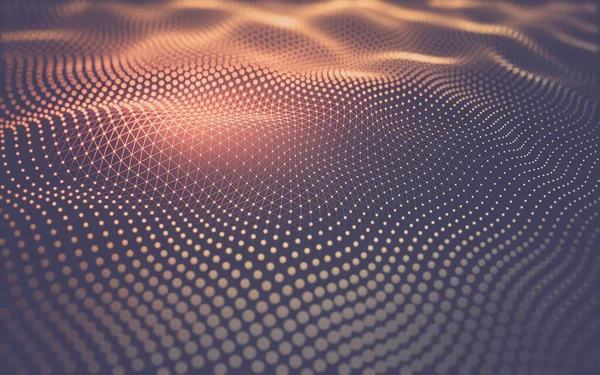 Soyut arkaplan. Çokgen şekilli molekül teknolojisi, noktaları ve çizgileri birleştiriyor. Bağlantı yapısı. Büyük veri görselleştirmesi.