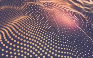 Soyut arkaplan. Çokgen şekilli molekül teknolojisi, noktaları ve çizgileri birleştiriyor. Bağlantı yapısı. Büyük veri görselleştirmesi.