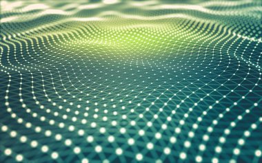 Soyut arkaplan. Çokgen şekilli molekül teknolojisi, noktaları ve çizgileri birleştiriyor. Bağlantı yapısı. Büyük veri görselleştirmesi.