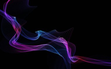 Parlayan soyut dalgalar ve soyut arkaplan ile koyu soyut arkaplan