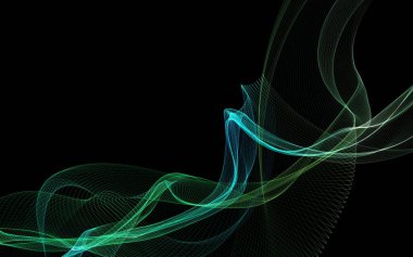 Parlayan soyut dalgalar ve soyut arkaplan ile koyu soyut arkaplan