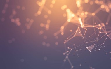 Soyut arkaplan. Çokgen şekilli molekül teknolojisi, noktaları ve çizgileri birleştiriyor. Bağlantı yapısı. Büyük veri görselleştirmesi.