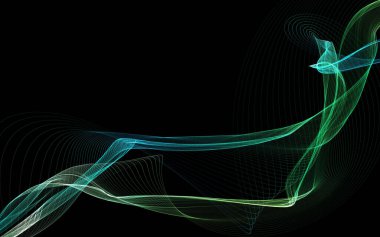 Parlayan soyut dalgalar ve soyut arkaplan ile koyu soyut arkaplan