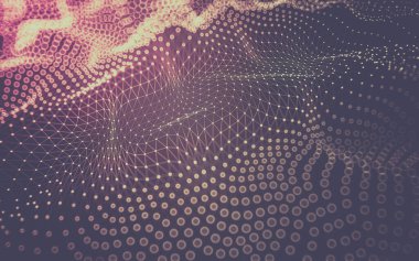 Soyut arkaplan. Çokgen şekilli molekül teknolojisi, noktaları ve çizgileri birleştiriyor. Bağlantı yapısı. Büyük veri görselleştirmesi.