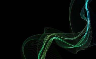 Parlayan soyut dalgalar ve soyut arkaplan ile koyu soyut arkaplan