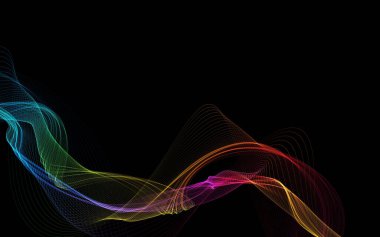 Parlayan soyut dalgalar ve soyut arkaplan ile koyu soyut arkaplan