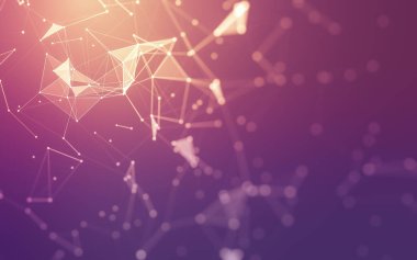 Soyut arkaplan. Çokgen şekilli molekül teknolojisi, noktaları ve çizgileri birleştiriyor. Bağlantı yapısı. Büyük veri görselleştirmesi.