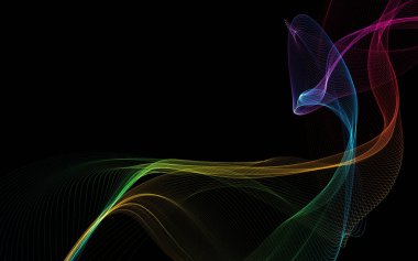 Parlayan soyut dalgalar ve soyut arkaplan ile koyu soyut arkaplan