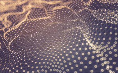 Soyut arkaplan. Çokgen şekilli molekül teknolojisi, noktaları ve çizgileri birleştiriyor. Bağlantı yapısı. Büyük veri görselleştirmesi.