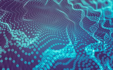 Soyut arkaplan. Çokgen şekilli molekül teknolojisi, noktaları ve çizgileri birleştiriyor. Bağlantı yapısı. Büyük veri görselleştirmesi.