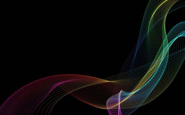 Parlayan soyut dalgalar ve soyut arkaplan ile koyu soyut arkaplan