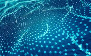 Soyut arkaplan. Çokgen şekilli molekül teknolojisi, noktaları ve çizgileri birleştiriyor. Bağlantı yapısı. Büyük veri görselleştirmesi.