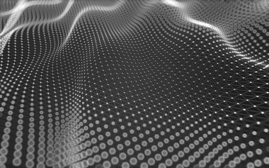 Soyut arkaplan. Çokgen şekilli molekül teknolojisi, noktaları ve çizgileri birleştiriyor. Bağlantı yapısı. Büyük veri görselleştirmesi. 