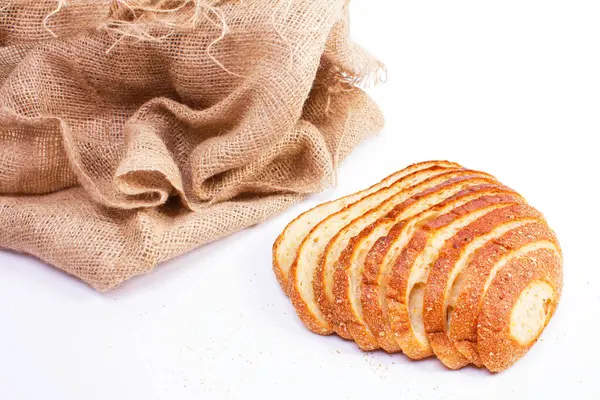 Pane Fette Iuta Fondo Bianco — Foto Stock