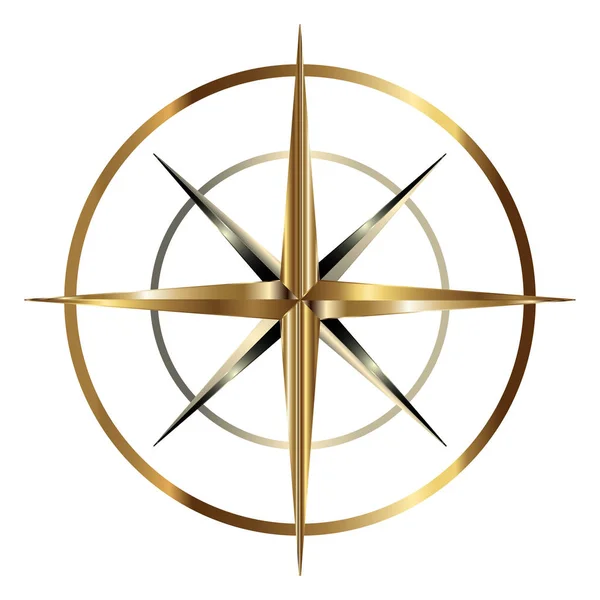 Złoty kompas na białym — Wektor stockowy