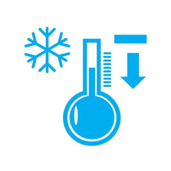 Termometr, zimno, Pogoda, mróz, zima, niski, temperatury, design, ikona, — Wektor stockowy
