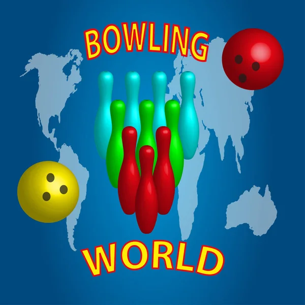Banner tema bowling pianeta vettore realistico — Vettoriale Stock