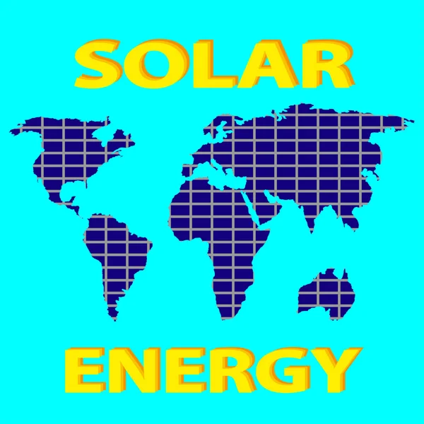 Mapa Mundo Energia Solar — Vetor de Stock