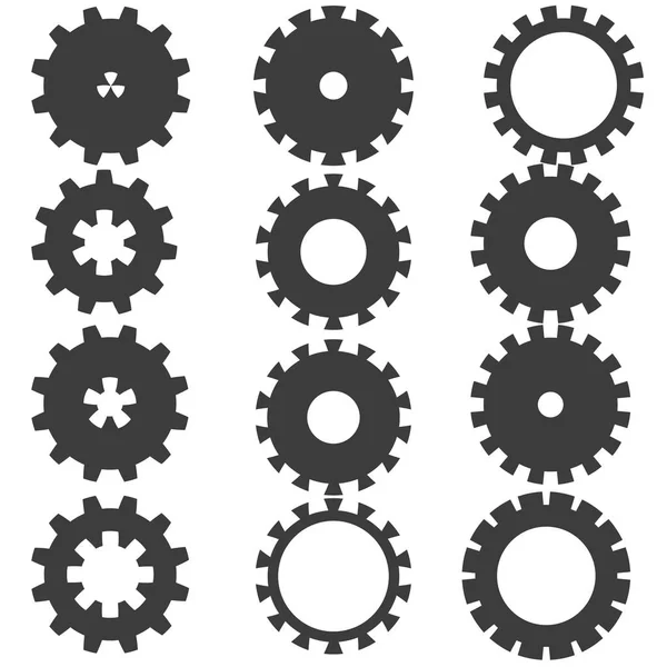 Gears Collection Monochrome Set — Stock Vector