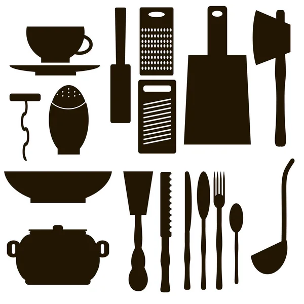Συλλογή Από Εργαλεία Για Τον Χειρισμό Των Τροφίμων — Διανυσματικό Αρχείο