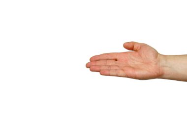 Avuç içleri izole edilmiş arka planda ileri doğru uzanmış.