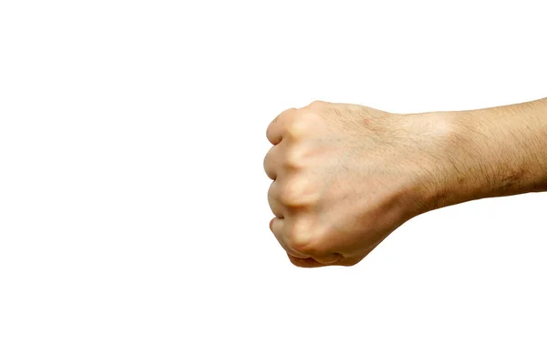 Inverted hand fist, white man on white background — Stock Photo, Image