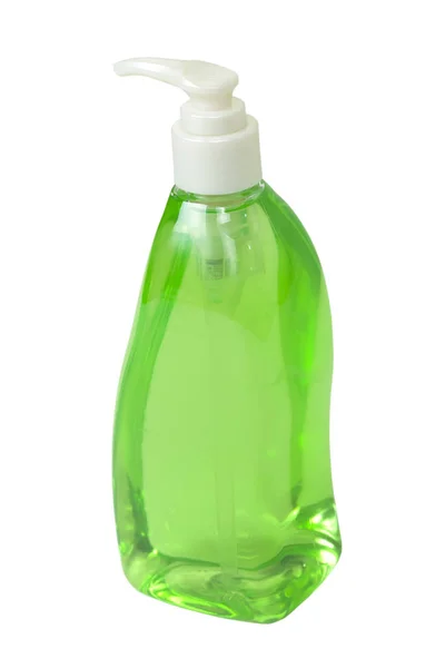 Μπουκάλι με πράσινο υγρό σαπούνι — Φωτογραφία Αρχείου