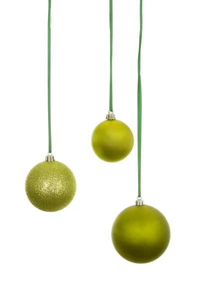 Tres bolas verdes de Navidad — Foto de Stock