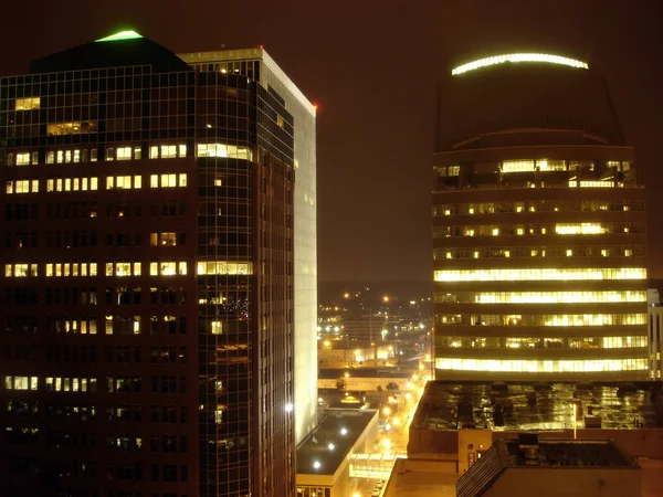 Skyscrapers in the night — Stock Photo, Image