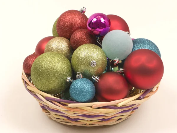 Christmas Ornaments Basket — Stock Photo, Image