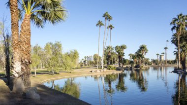 Encanto Park Lake, Phoenix, Az yansımalar 
