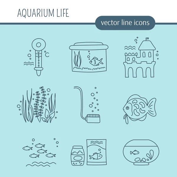 Juego de cuidado del acuario — Vector de stock