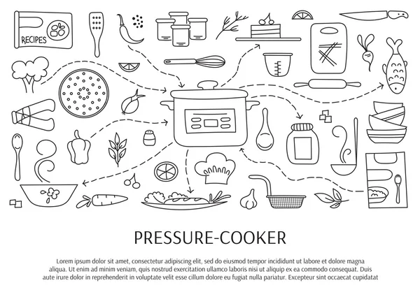 Pressure cooker elements — Stock Vector