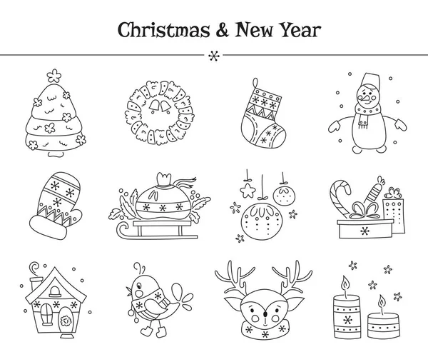 Juego de iconos de línea Navidad — Archivo Imágenes Vectoriales