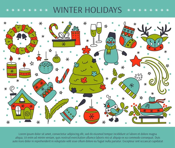 Christmas line elements — Stock Vector