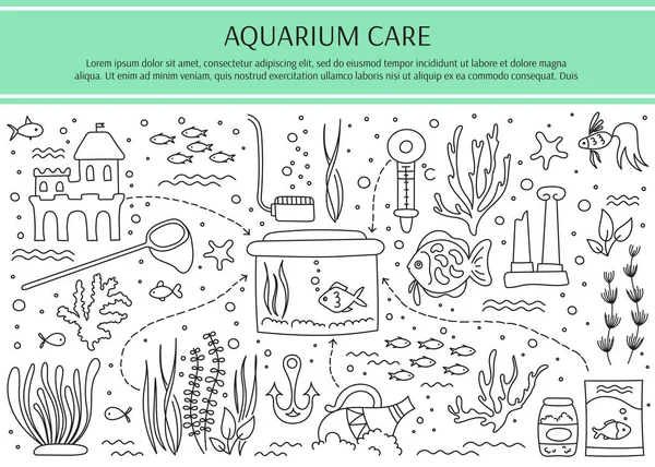 Elementos de cuidado do aquário —  Vetores de Stock