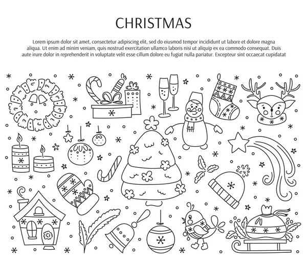 Christmas line elements — Stock Vector