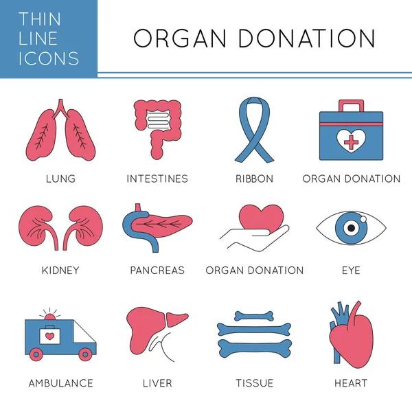 Organ bağışı Icon set — Stok Vektör